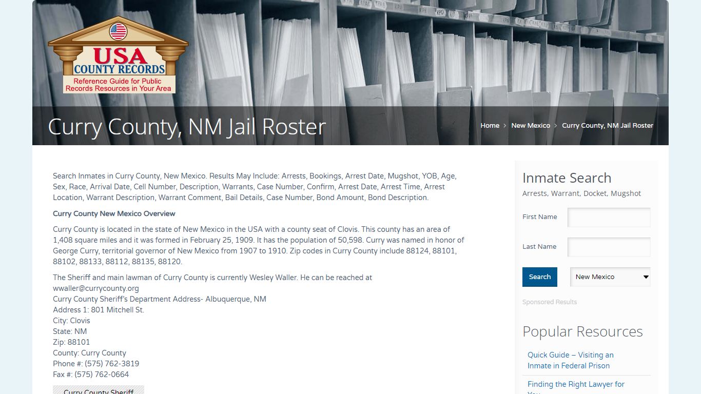 Curry County, NM Jail Roster | Name Search